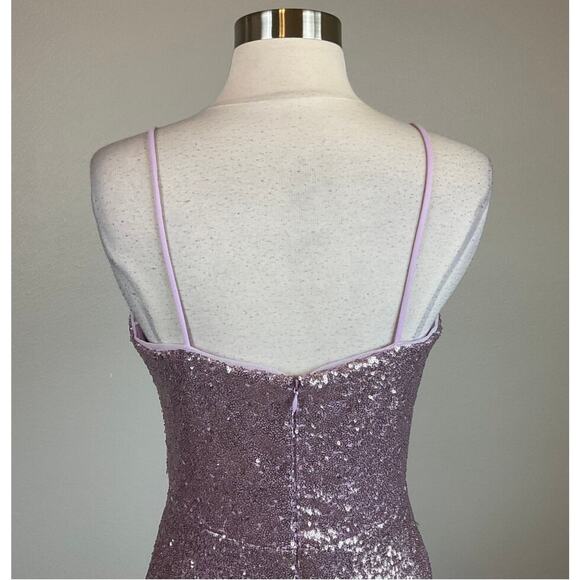 Purple Sequined Long Evening Gown Size 4 Sleeveless V-Neck Long Dress by AQUA - Picture 6 of 10
